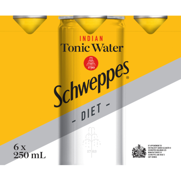 Schweppes Diet Indian Tonic Water Soft Drink Cans