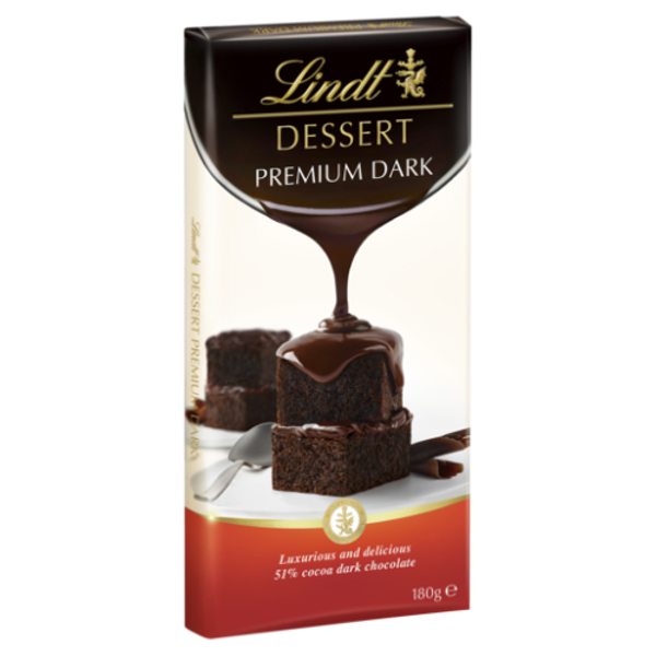 Lindt Dessert Premium Dark Chocolate Block 180g