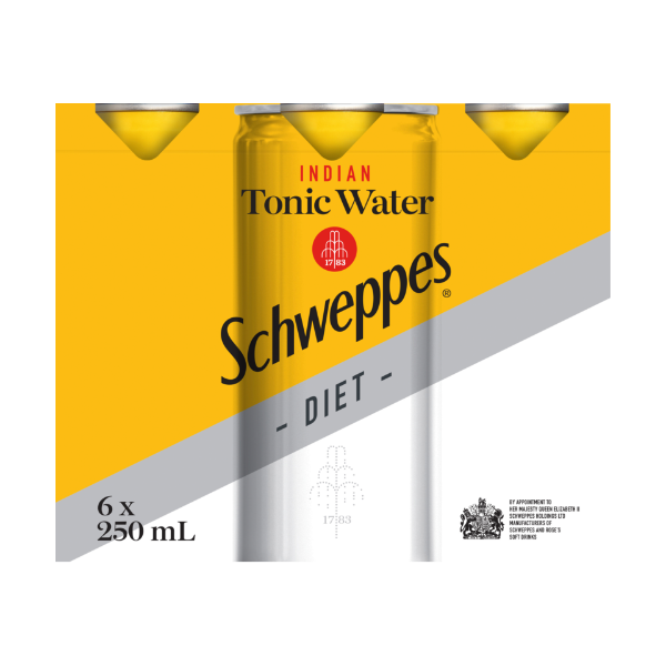 Schweppes Diet Indian Tonic Water Soft Drink Cans 6pk Prices FoodMe