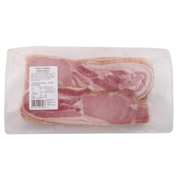 Hellers Stapled Middle Bacon 1kg