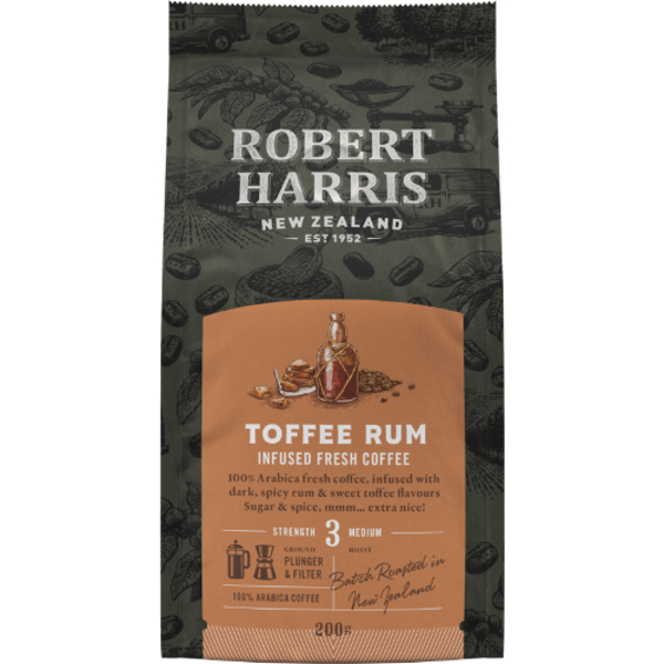 Robert Harris Toffee Rum Strength 3 Medium Infused Fresh Coffee 200g ...