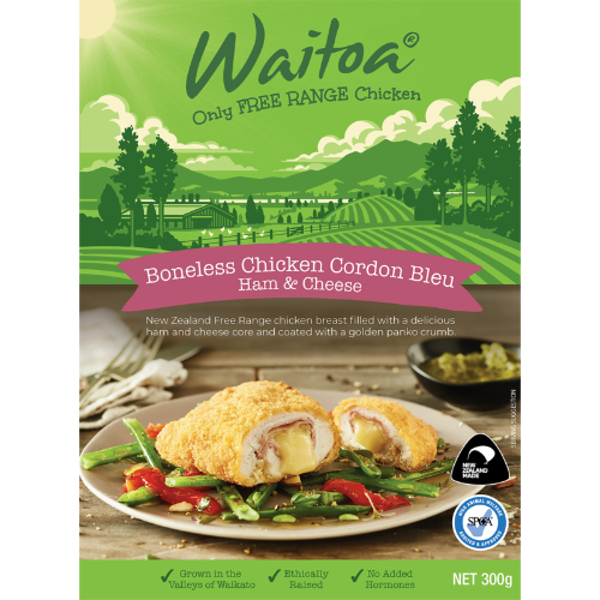 Waitoa Free Range Ham & Cheese Boneless Chicken Cordon Bleu 300g