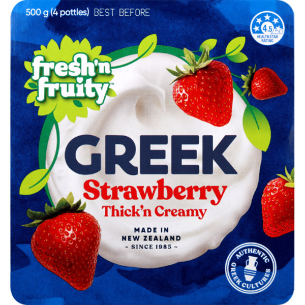 Freshn Fruity Greek Strawberry Yoghurt 4pk 500g