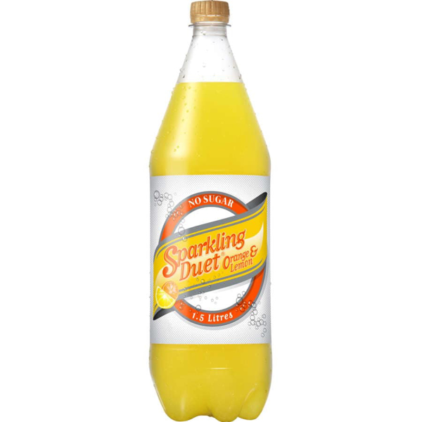 Sparkling Duet Soft Drink Orange Lemon No Sugar 1.5L