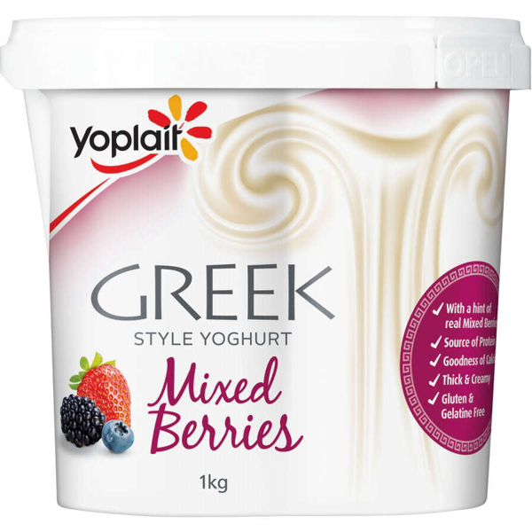 Yoplait Greek Style Yoghurt Tub Mixed Berries 1kg