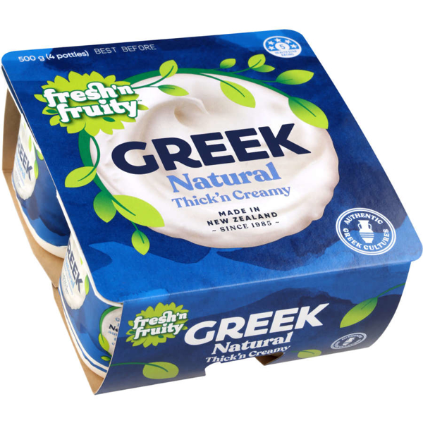 Freshn Fruity Yoghurt 4pk Greek Natural Package type