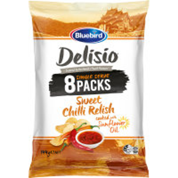 Bluebird Delisio Potato Chips Sweet Chilli Relish 144g  (18g x 8pk)