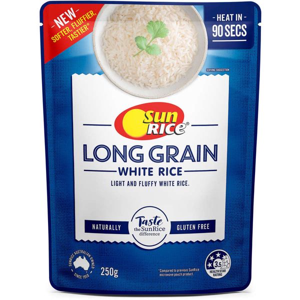 SunRice 90 Seconds Long Grain White Rice 250g Prices FoodMe