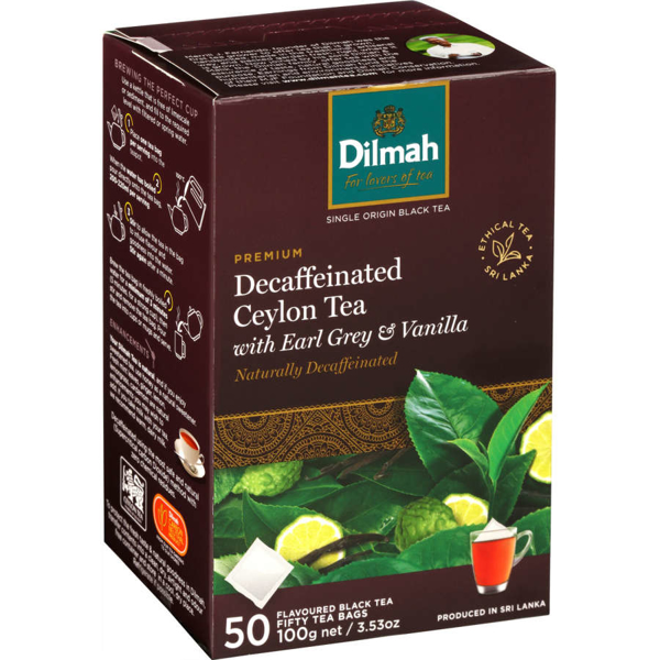 Dilmah Decaffeinated Premium Ceylon Tea Earl Grey & Vanilla 50pk