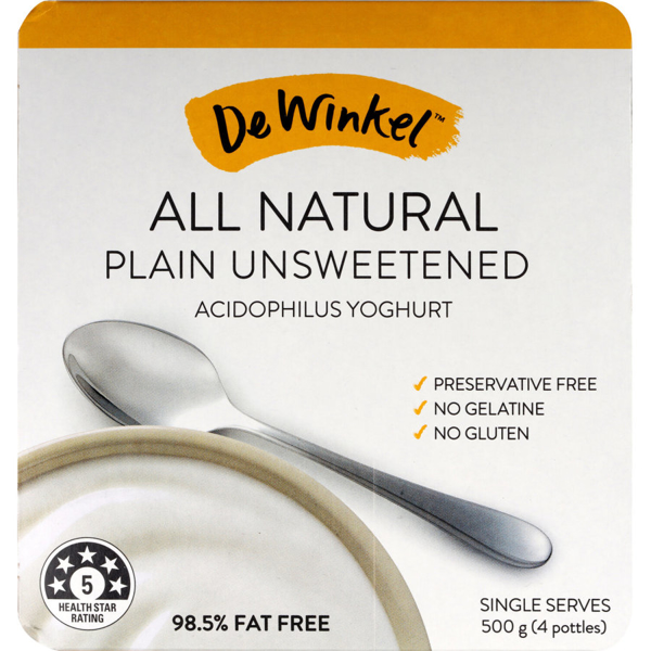 De Winkel Natural Yoghurt 4pk Plain Unsweetened Package type