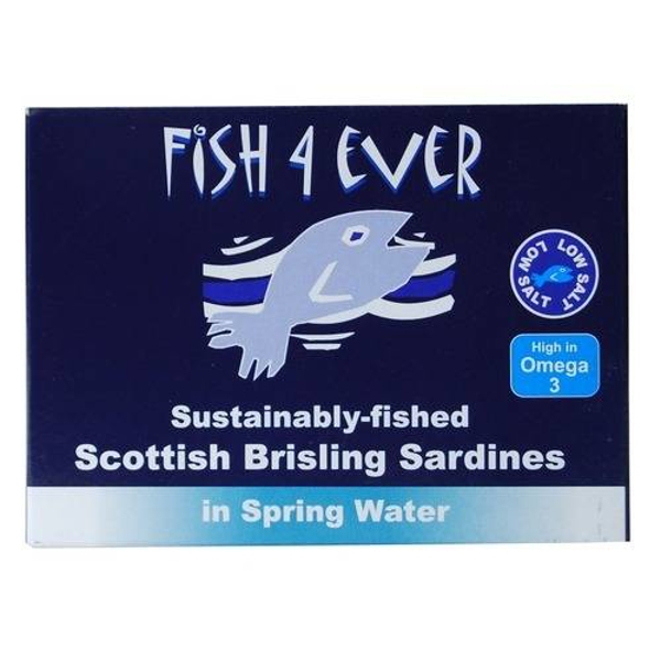 Fish 4 Ever Scottish Brisling Sardines in Spring Water 125g