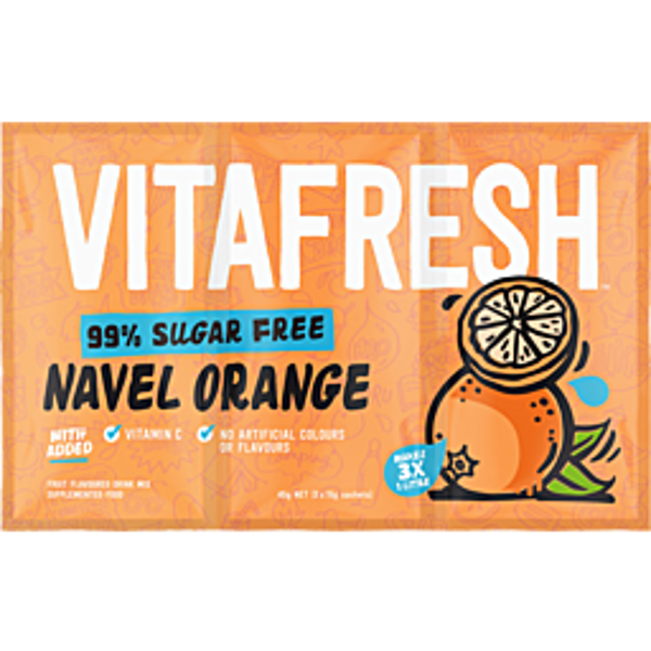 Vitafresh Sachet Drink Mix 99% Sugar Free Sweet Navel Orange 3 Pack