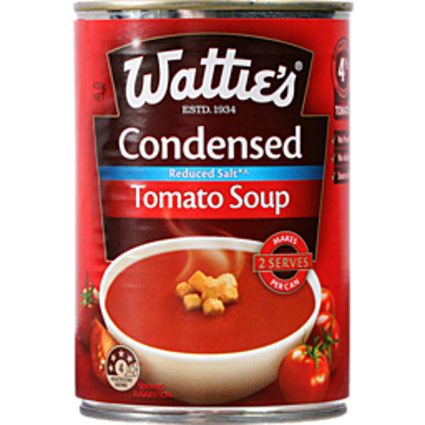 Wattie's Condensed Canned Soup Tomato Salt Reduced 420g