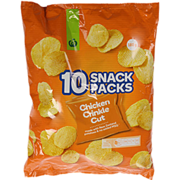 Woolworths Crinkle Cut Potato Chips Multipack Chicken 10 Pack