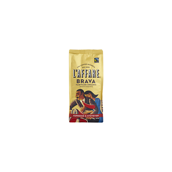 Laffare Brava Fair Trade Organic Coffee Espresso & Stovetop Grind 200g