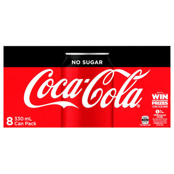 Coke No Sugar Soft Drink Cans 330ml