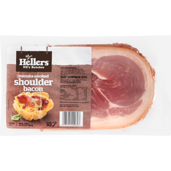 Hellers Manuka Smoked Shoulder Bacon 600g