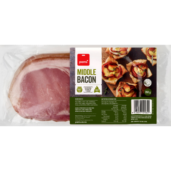 Pams Middle Bacon 350g