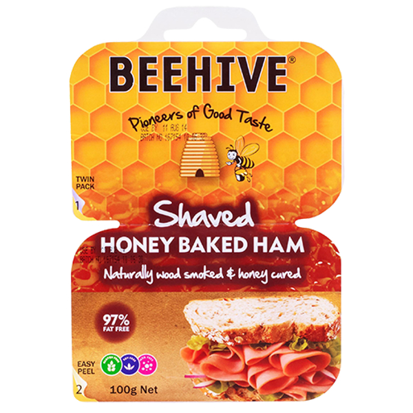 Beehive Shaved Ham Honey Baked Pack 2pk