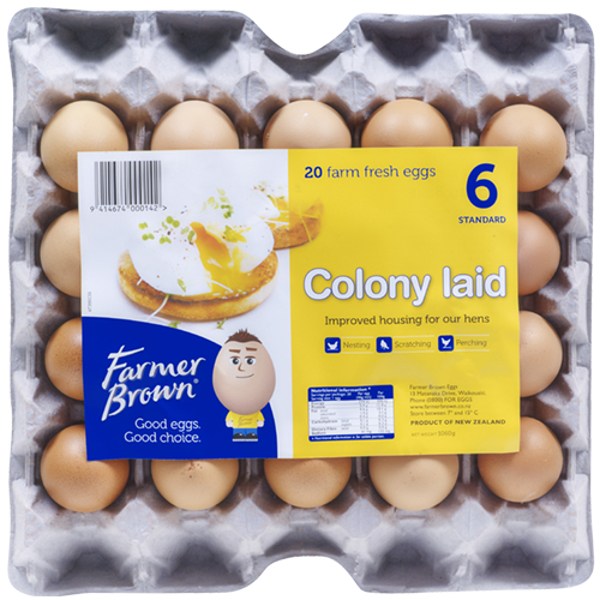Farmer Brown Colony Laid Eggs Size 6 20ea