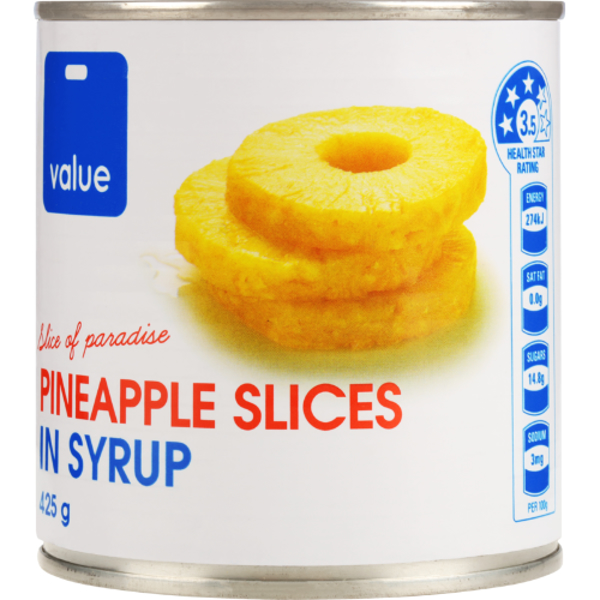 Value Pineapple Slices In Syrup 425g