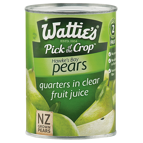 Wattie's Pear Quarters In Fruit Juice 410g