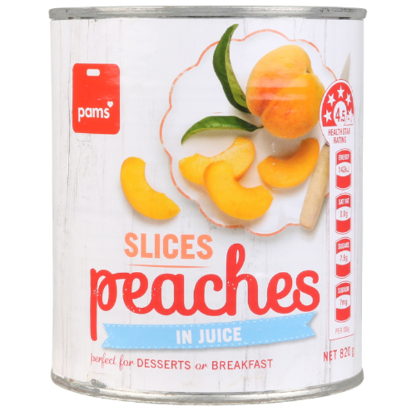Pams Peach Slices In Juice 820g