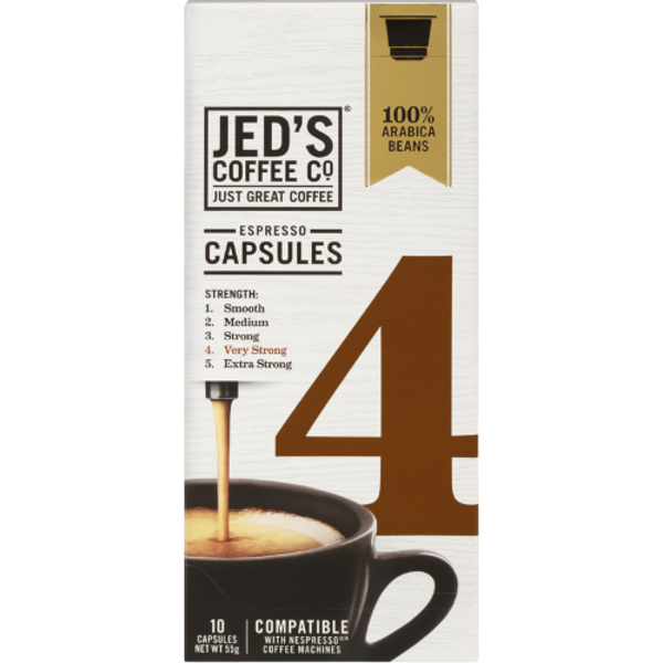 Jed's Coffee Co. Strength 4 Very Strong 100% Arabica Espresso Capsules 10pk