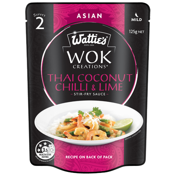 Wattie's Wok Creations Sauce Thai Coconut, Chilli & Lime 125g