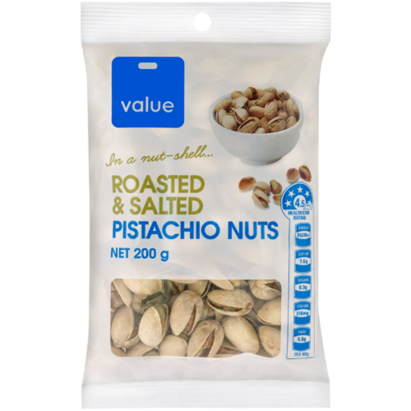 Value Roasted Salted Pistachio Nuts 200g