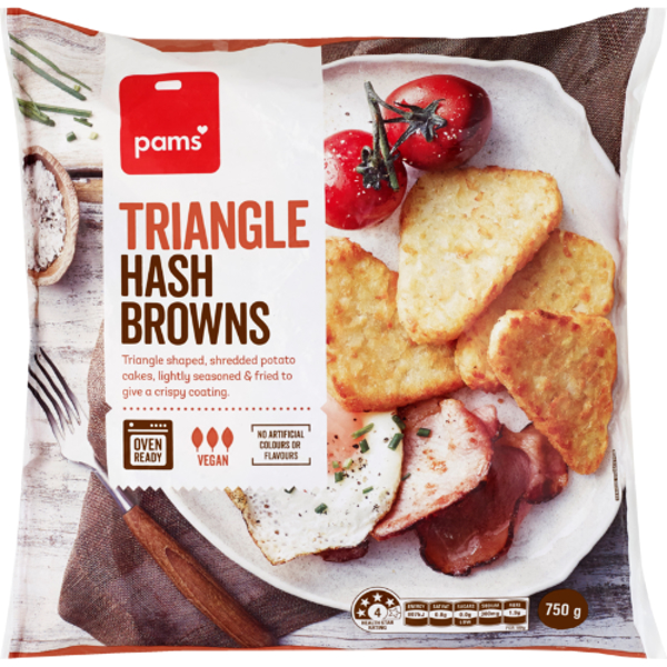 Pams Triangle Hash Browns 750g