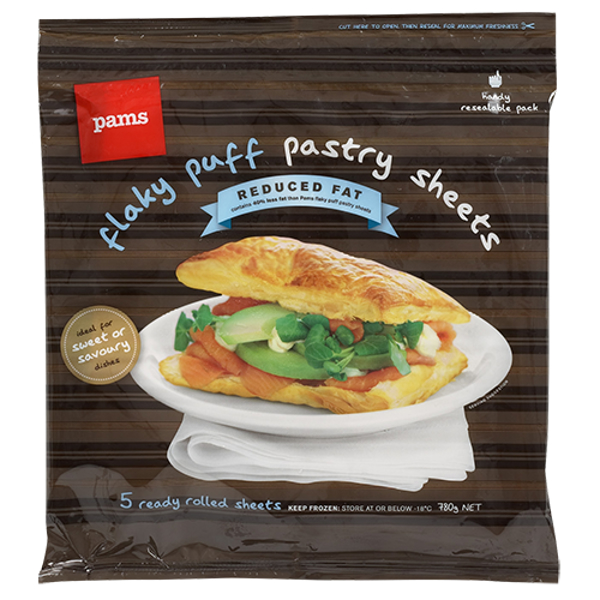 Pams Reduced Fat Flaky Puff Pastry 5 Sheets 780g