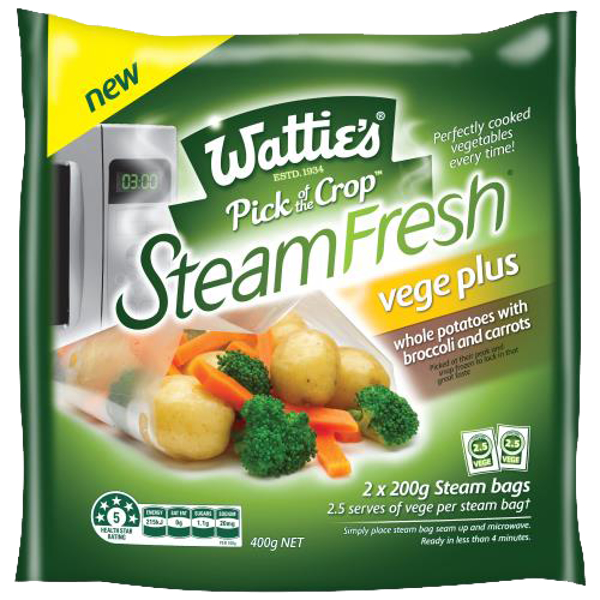 Wattie's Steam Fresh Vege Plus Potato Broccoli Carrots 400g