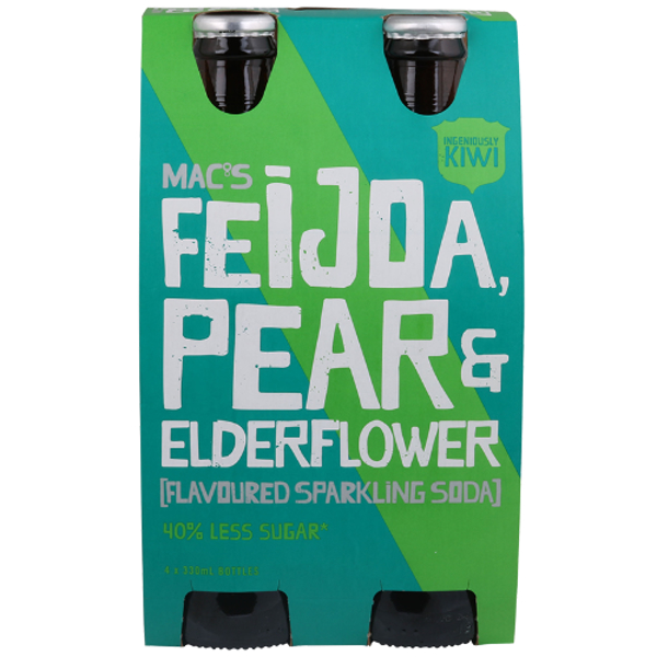 Mac's Feijoa & Pear & Elderflower Sparkling Soda 4pk