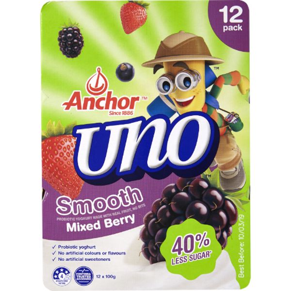 Anchor Uno Smooth Mixed Berry Yoghurt 12pk