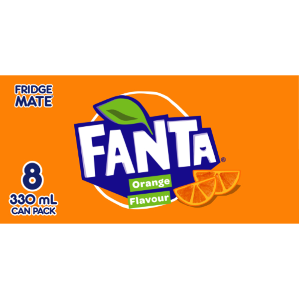 Fanta Orange Soft Drink Cans 8pk