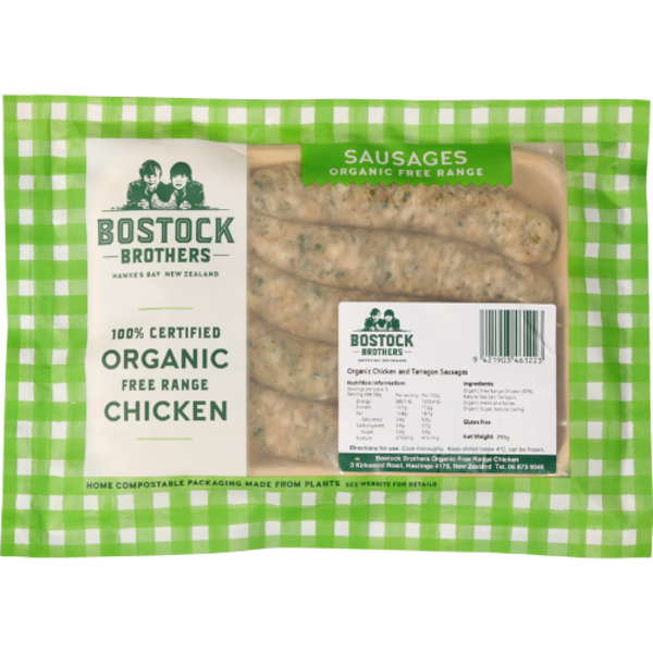 Bostocks 100% Certified Organic Free Range Chicken Sausages 290g