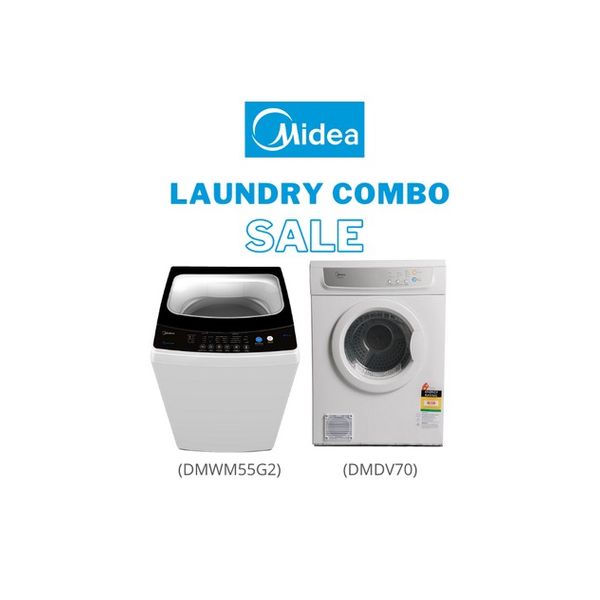 Midea Laundry Combo 5.5KG Top Load Washing Machine + 7kg Vented Dryer
