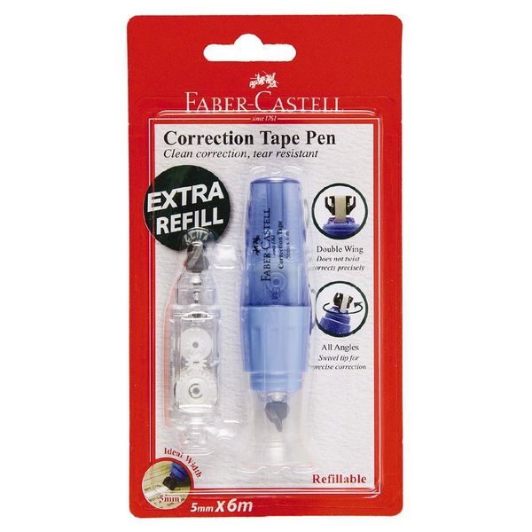 FaberCastell Correction Tape Pen Plus Refill 5mm x 6m White NZ Prices