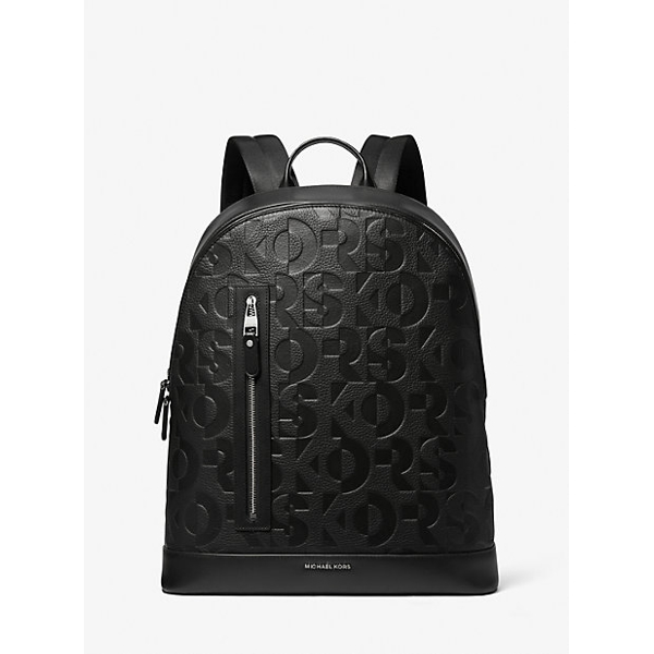 Hudson Slim Graphic Logo Embossed Leather Backpack