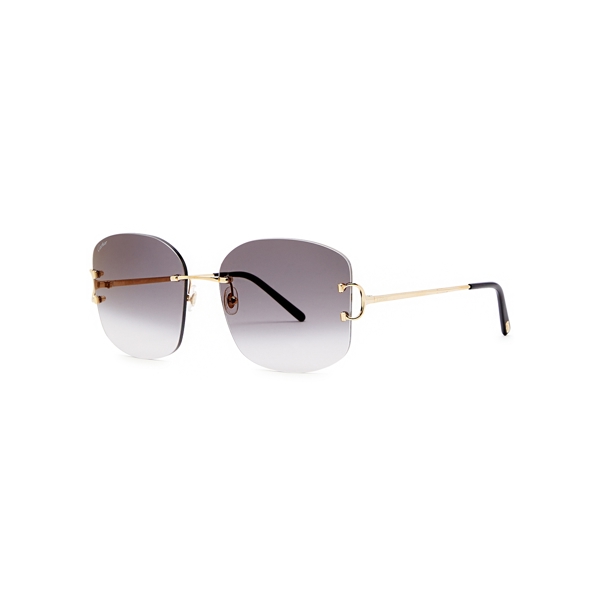 Cartier Signature C De Cartier Rimless Oversized Sunglasses Gold