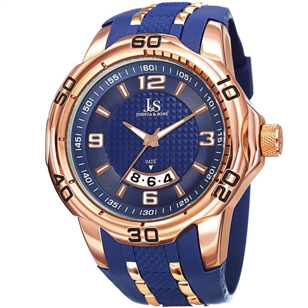 Joshua Sons Men s Swiss Quartz Date Strap Watch Blue Price in Singapore PriceMe