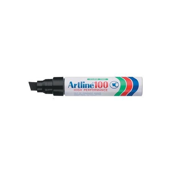 Artline 100 Permanent Marker Broad Chisel Tip 7.512.0mm Black NZ